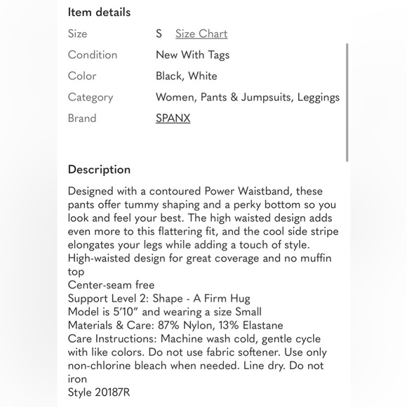 Spanx Faux Leather Stripe Leggings Women’s Very Black Hidden Shaping SMALL - Picture 3 of 5